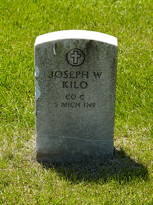 Joseph W. Kile, 5th MI Inf. Co. C grave. Image ©2015 Look Around You Ventures, LLC.