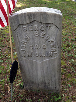 John Becker, 5th MI Co. G Grave Photo ©2014 Look Around You Ventures, LLC. 