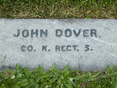 John Dover, 5th MI Infantry, Co. K grave. Image ©2015 Look Around You Ventures.